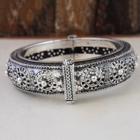 Rajasthani Tribal Boho  925 Sterling Silver Cuff Bracelet
