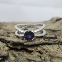 Blue Iolite Gemstone 925 Sterling Silver Ring Jewelry