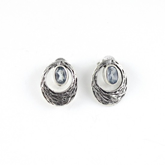 Blue Topaz 925 Sterling Silver Handmade Earring Party Wear Jewelry